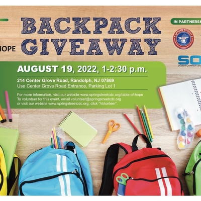Backpack Giveaway in Morris County